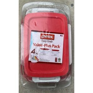 Pyrex Easy Grab 4-Piece Baking Dish Set 3-Qt 2-Qt Glass Bakeware FACTORY SEALED